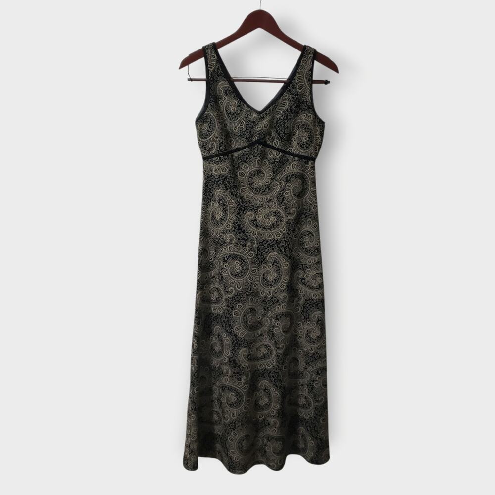 Vtg Y2K Old Navy Paisley Print Maxi Dress Sz 1‎ Whimsigoth Witchy Dark Romance